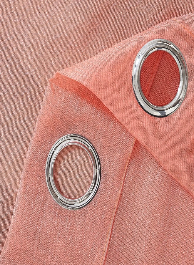 TOAVA DECO Coral Curtains for Bedroom Sheer 84 Inches Long 2 Panels Grommet Semi Coral Color Curtains for Living Room Light Filtering Translucent Window Curtains 52X84 - Image 5